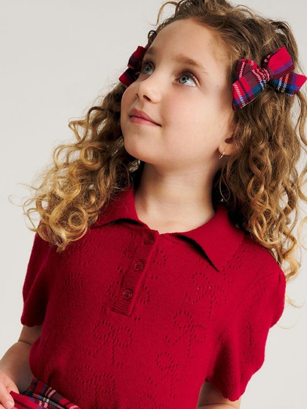 Posh Peanut Pointelle Sweater Polo - Red